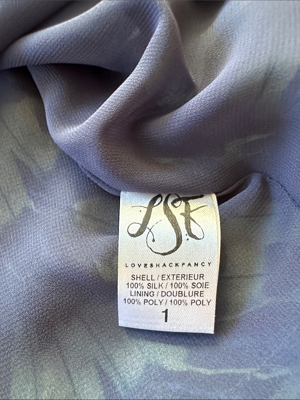 LoveShackFancy 100% Silk Blue Floral Off Shoulder Ruffle Dress Size 1 - Picture 4 of 17